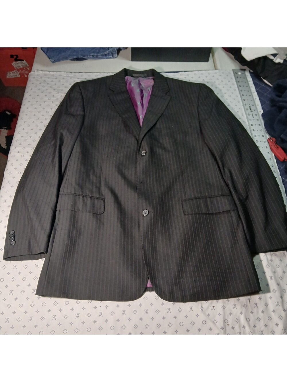 Sean John Black Pinstripe Blazer Jacket 42R